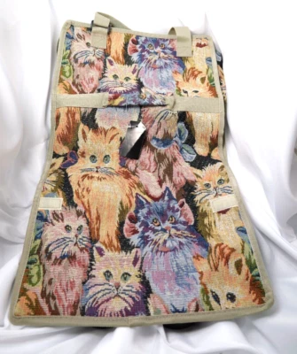 Vintage Fold Out Cat Tapestry Rolling Luggage - Image 1 of 4