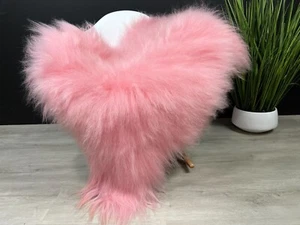 Real Sheepskin Pink Rug Genuine Pink Sheepskin Throw Gift - Picture 1 of 6