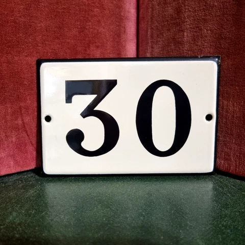 Vintage French enamel house sign number 30 for door , mailbox , wall , street Cover