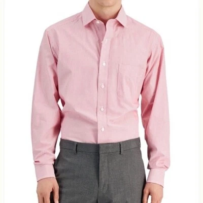 Camisa de Vestir Club Room Para Hombre Clásica Ajuste Regular Resistente a las Arrugas Botón Rojo Foto 1 de 4