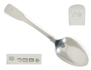 Antique Georgian 1824 Exeter Sterling Silver Dessert Spoon Fiddle Back J Hicks - Picture 1 of 9