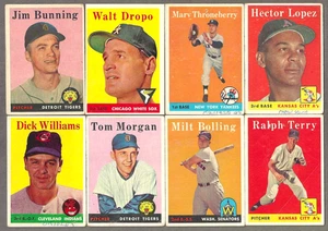 1958 Topps Jim Bunning Dropo Throneberry Lopez Bolling 8 cards FREE Shipping - Picture 1 of 2