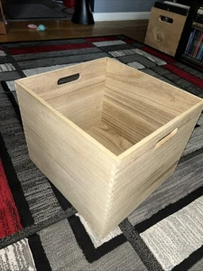 Target Brand -lightly Used wooden Album/record crate-Natural w/handles - Picture 1 of 13