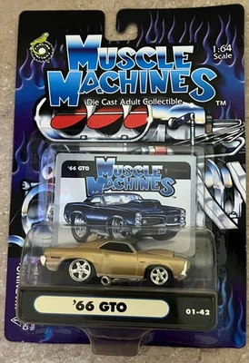 1:64 Die-Cast  Muscle Machines Gold Pontiac '66 GTO' #01-42 - Image 1 of 3