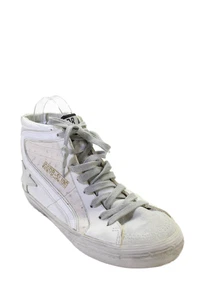 Golden Goose Womens Leather Round Toe Lace Up High Top SNeakers White Size 40 10 - Picture 1 of 16