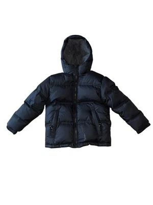 Chaqueta acolchada de plumón Gap para niños L 10 negra empaquetable con capucha esquí bolsillos reales con cremallera Foto 1 de 4