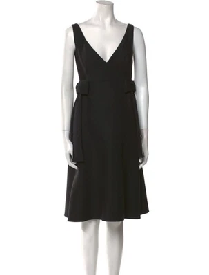 Vestido midi con lazo LBD de seda lana virgen negro VALENTINO XS US 2 Foto 1 de 4