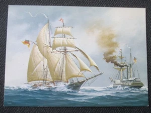 RAR  seltene AK  alter Zeit ! Gemälde wunderschön Segelschiff ELBE / BARBAROSSA - Bild 1 von 1