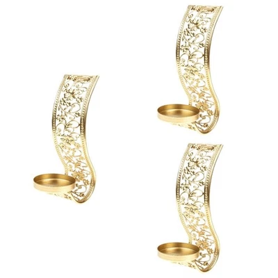  3 Pieces Vintage Home Decor Wall-mounted Candlesticks Decorative Sconces - Image 1 of 4