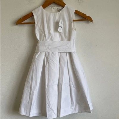 Vestido con lazo plisado en tafetán talla 5 color blanco J Crew para niñas Foto 1 de 4