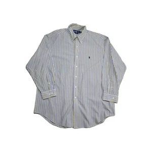 Camisa de vestir Polo Ralph Lauren Yarmouth para hombre a rayas con botones delanteros talla 17 32/33 - Imagen 1 de 7