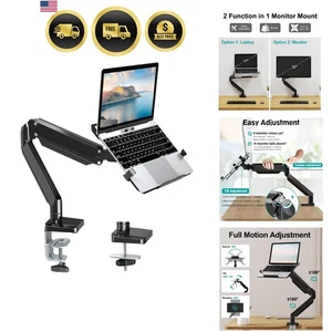 Laptop Arm Mount Desk Clamp Monitor Stand Adjustable Aluminum 17 Inch 32 Inch - Picture 1 of 11