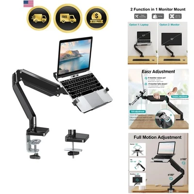Laptop Arm Mount Desk Clamp Monitor Stand Adjustable Aluminum 17 Inch 32 Inch - Image 1 of 4