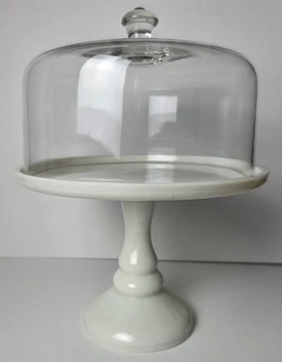 Pioneer Woman Timeless Beauty 10 inch Milk White Cake Stand with Glass Cover - Image 1 of 4