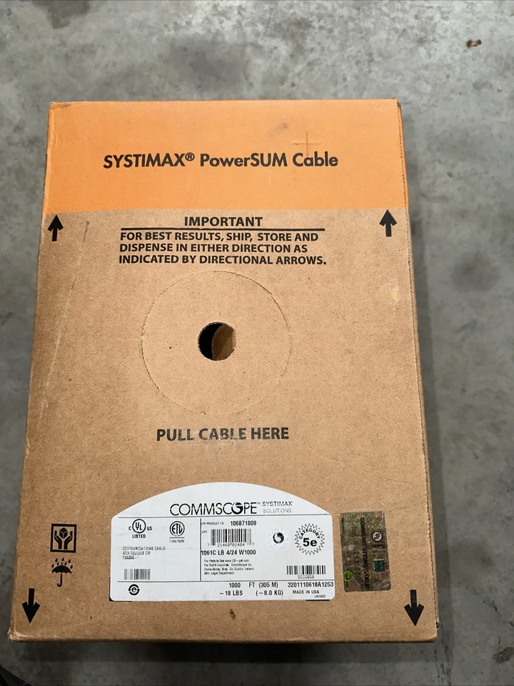Systimax 106871809-1061C PowerSUM Cat 5e U/UTP Cable, Non-Plenum, Blue. 1000ft - Image 1 of 4