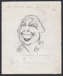 Gaby Montbreuse Chanteuse Singer Artiste Music-Hall Drawing Design Van Caulaert - Picture 1 of 1