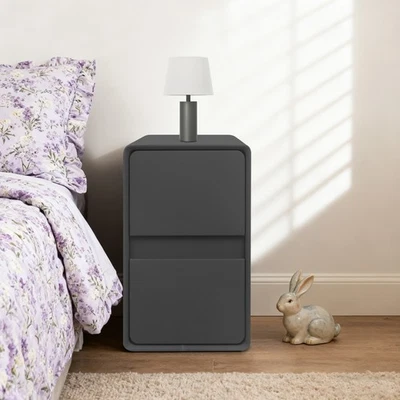 Mesita de noche estrecha moderna gris oscuro, mesita de noche, armario de almacenamiento para dormitorio Foto 1 de 4