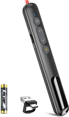 USB-C/USB-A PPT Pointer for Presentation Clicker Powerpoint Wireless Presenter R - image 1 of 4