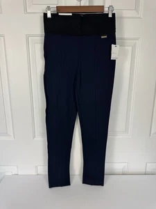 Calvin Klein Pantalone Donna Power Elasticizzato Gamba Dritta Taglia M Navy E Nero - Foto 1 di 9
