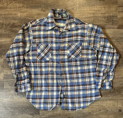 Vintage Big Mac Flannel Shirt Mens M Blue Plaid Button Up Soft Warm JCPenney - Image 1 of 4