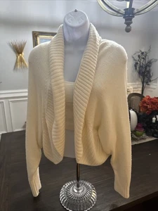 Anthropology - strukturierter Strick offener Schalkragen creme Y2K Cardigan - M/L - Mischung - Bild 1 von 13