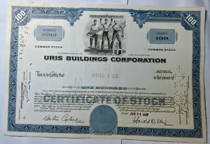 Uris Buildings Corporation 100 shares Stock Certificate 1968 (E-4) - Picture 1 of 2