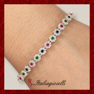 Floreale Bracciale Donna in Argento 925 rodiato Oro Bianco - Foto 1 di 6