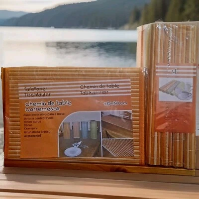 UNOPENED BAMBOO TABLE RUNNER W/ FOUR MATCHING BAMBOO PLACEMATS - Image 1 of 4