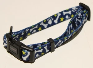 QQPETS Dog Standard Collar SMALL Adjustable Bone Paw Print Pattern 11-37lbs - Picture 1 of 3