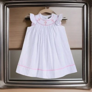 Girls NWT Lil Cactus Smocked Dress Long Cross Fully Lined Free Bow 6 - Picture 1 of 9
