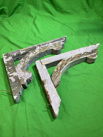 2 Wooden Corbels Architectural Salvage Antique Roof brackets Shabby Chic Vintage Cover