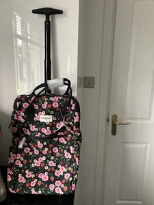 Cath Kidston Black Floral 2 Wheeled Frame Backpack / Duffle Bag - Picture 1 of 24