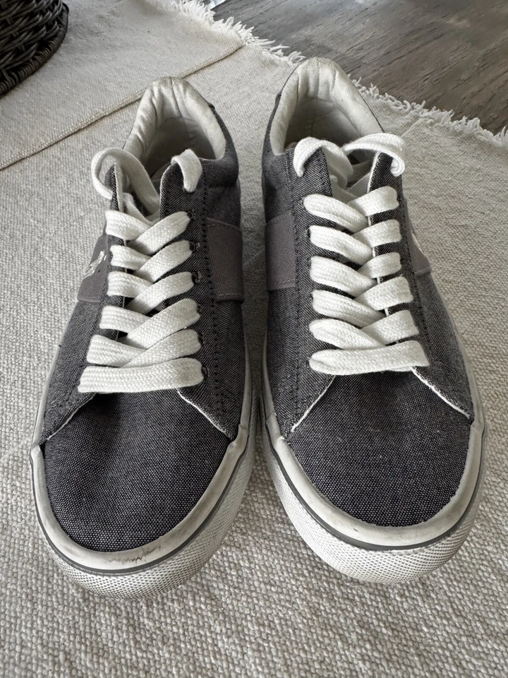 Polo Ralph Lauren Tenis Zapatos Unisex Niños Talla 3.5 Gris Lona Zapatillas con Cordones Foto 1 de 4