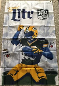 Green Bay Packers Banner ‘100 Seasons’ Miller Lite 30" X 48” *NEW*IN*BAG* WI - Picture 1 of 6