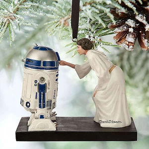 2015 Disney Store Star Wars Princesa Leia y R2-D2 Cuaderno de bocetos adorno de Navidad - Imagen 1 de 1