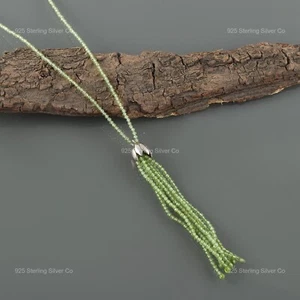 Peridot Gemstone Daughter Beaded Anniversary Engagement Necklace Sterling Silver - Picture 1 of 8