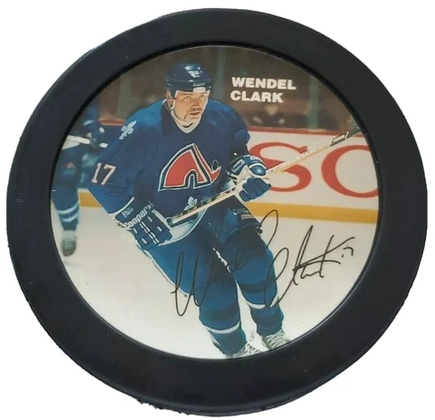 WENDEL CLARK VINTAGE STAMPED ON SIG! NHL NHLPA PHOTO VINTAGE LEAFS PUCK 🇨🇦 Cover