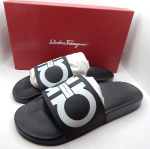 Salvatore Ferragamo Womens Groovy Slide Sandal Size 10M Black White - Picture 1 of 12