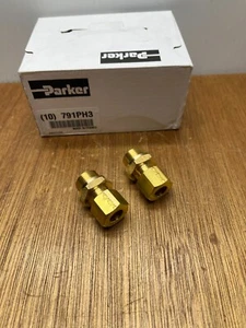 (Qty.2) Parker Brass Straight Connector M18-1.5 X 10 MM OD Tube Compression - Picture 1 of 8