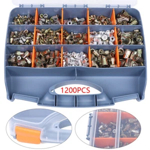 Assortimento dadi rivettati in acciaio 1200 pezzi scatola dadi rivetti ciechi set dadi rivetti singoli - Foto 1 di 9