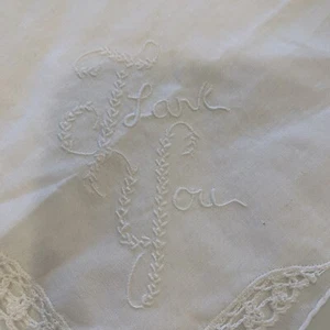 VTG Hankie White Floral Embroidered Wedding Magical Handkerchief I LOVE YOU. - Picture 1 of 5
