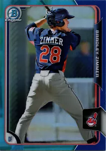 2015 Bowman Chrome Draft Picks Bradley Zimmer #154 Blue Refractor 147/150 - Picture 1 of 1