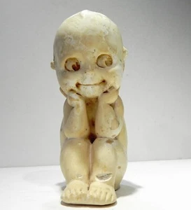 Antique 1913 Seated Rose O'Neill Kewpie Doll w/Seal Chalkware Bisque 6" (as is) - Picture 1 of 9