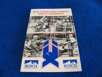 New Haven Knighthawks 1986/87 AHL Minor Hockey Pocket Schedule - Jimmy's Army - Image 1 of 2