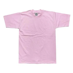 Pro Club Men's Heavyweight Cotton Short Sleeve Crew Neck T-Shirt (Pink/Sky Blue/ - Picture 1 of 7
