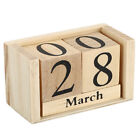 Vintage Holz Block Perpetual Calendar Wiederverwendbar 4 Braun