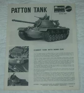 KIT MODELLINO CARRO ARMATO MONOGRAMMA PATTON SOLO ISTRUZIONI 1966 6863 - Foto 1 di 2