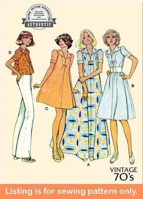 SEWING PATTERN Womens Clothes Clothing Top Shirt Mini Dress Retro 70s 1970s 8492 - Image 1 of 3