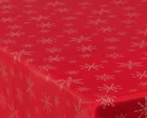 WEIHNACHTEN TISCHDECKEN ROT/SILBER SCHNEEFLOCKE viele Größen Weihnachten Damast Design - Bild 1 von 2