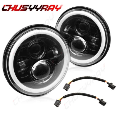 Pair 7" LED Headlights Black Sealed Hi-Lo Beam for GMC C15 C25 C35 1975-1978 - Image 1 of 4